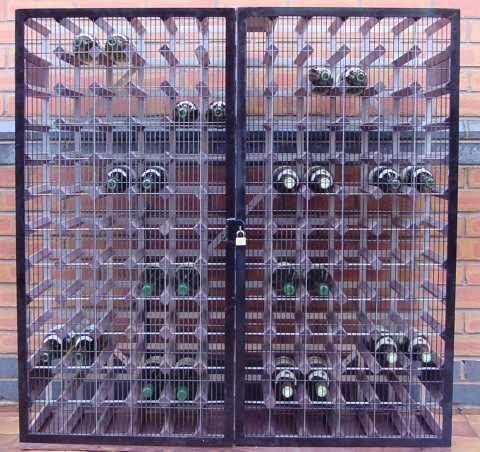Lockable Wood and Metal Wine Racking