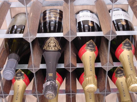 Champage Wood and Metal Bottle Storage